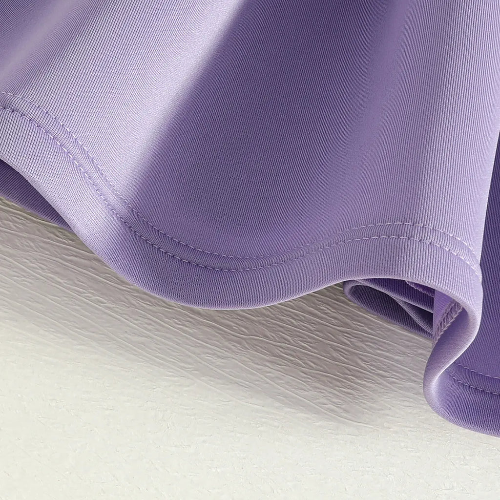 Girls Purple Sleeveless Fit & Flare Party Wear Dress With Embellished Bow Applique Party Dresses