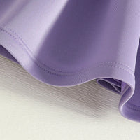 Girls Purple Sleeveless Fit & Flare Party Wear Dress With Embellished Bow Applique Party Dresses