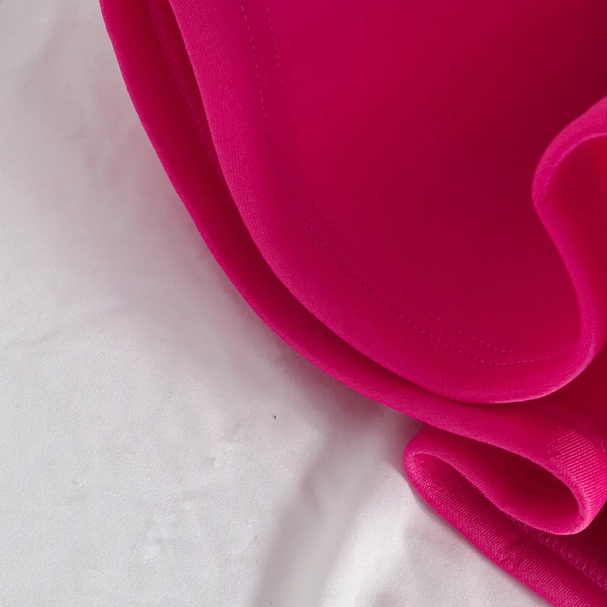Girls Fuchsia One Shoulder Fit & Flare Party Wear Dress With 3D Flowers Appliques Party Dresses
