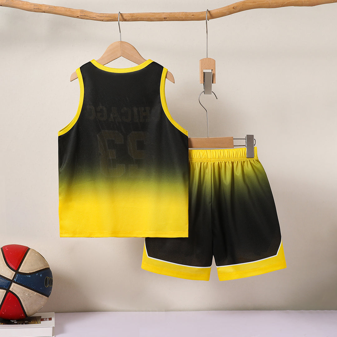 Boys Yellow Chicago Print Sleeveless T-Shirt With Shorts Set 2 pc. Sets