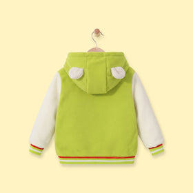 Boys Green Colourblocked Hooded Bomber Jacket Coats & Jackets