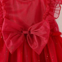 Girls Red Bow Applique Fit & Flare Summer Casual Dresses Casual Dresses