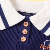 Boys Blue Self-Design Polo Sweater Sweaters & Cardigans