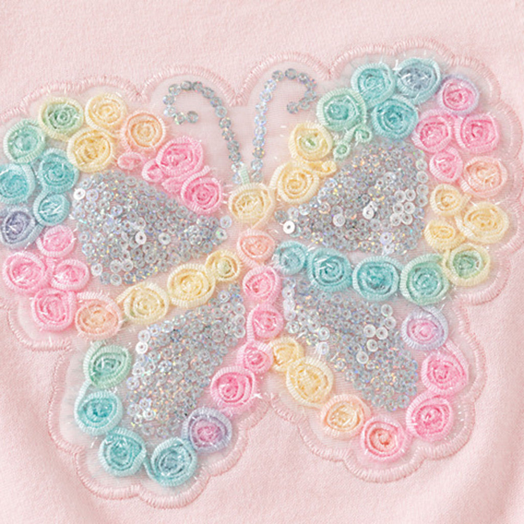 Girls Light Pink Butterfly Applique Regular Sweater Sweaters & Cardigans