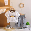 Boys Grey Graphics & Tie-dye Printed T-Shirt With Cargo Shorts Sets Sets Grey 1-2 Y