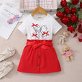 Girls White Graphics Short Sleeves T-Shirt With Skirt Sets Sets White 3-4 Y
