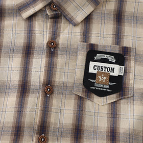 Boys Khaki Checked Shirt With Graphic T-Shirt & Denim Shorts Set Sets