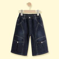 Boys Dark Blue Denim Cargo Shorts Cargo Shorts Dark Blue 1-2 Y