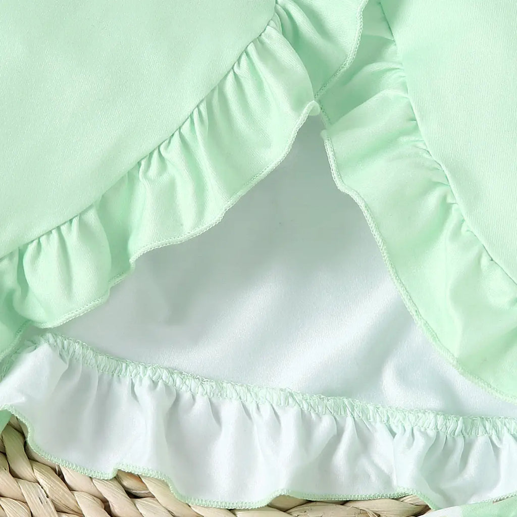Girls Mint Green Floral Sleeveless SunDress With Short Sleeves Crop Top Casual Dresses