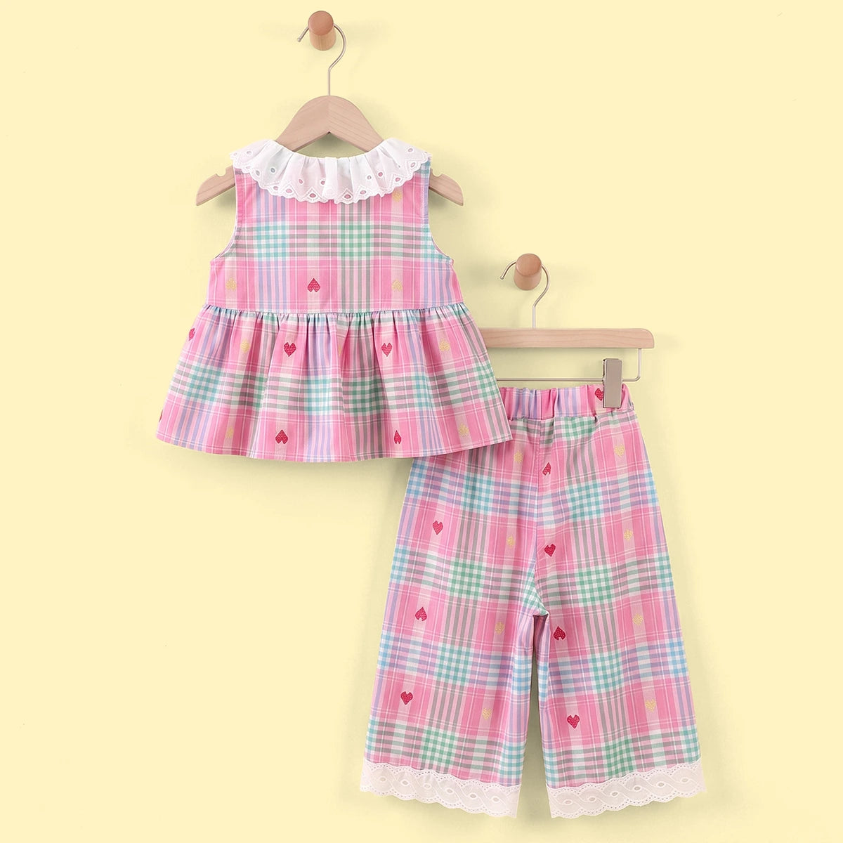 Girls Multicolour Checked Sleeveless Top With Pants Sets 2 pc. Sets