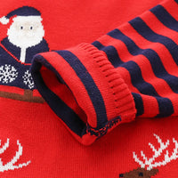 Boys Red Self-Design Christmas Themed Knitted Sweater Sweaters & Cardigans