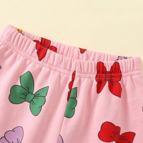 Girls Pink Bow Printed Sweatshirt & Joggers Co-ord Sets Sets