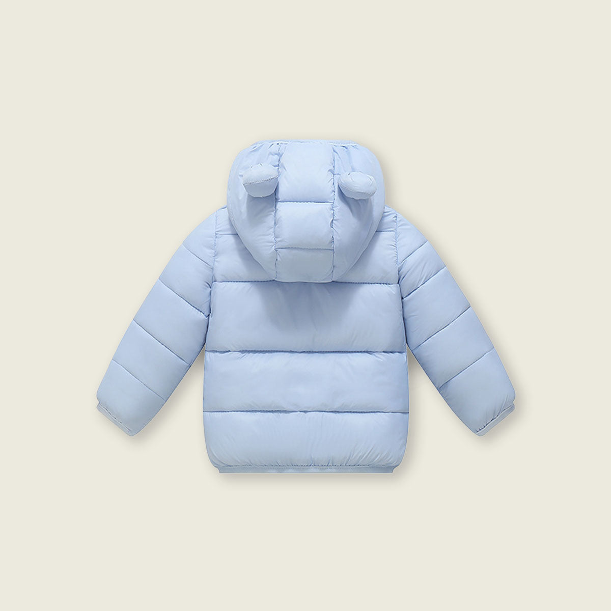 Boys Light Blue Solid Front Zipper Hooded Puffer Jacket Coats & Jackets