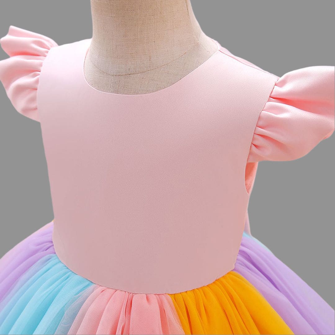 Girls Multicolor Fit & Flare Party Wear Dress Party Dresses   
