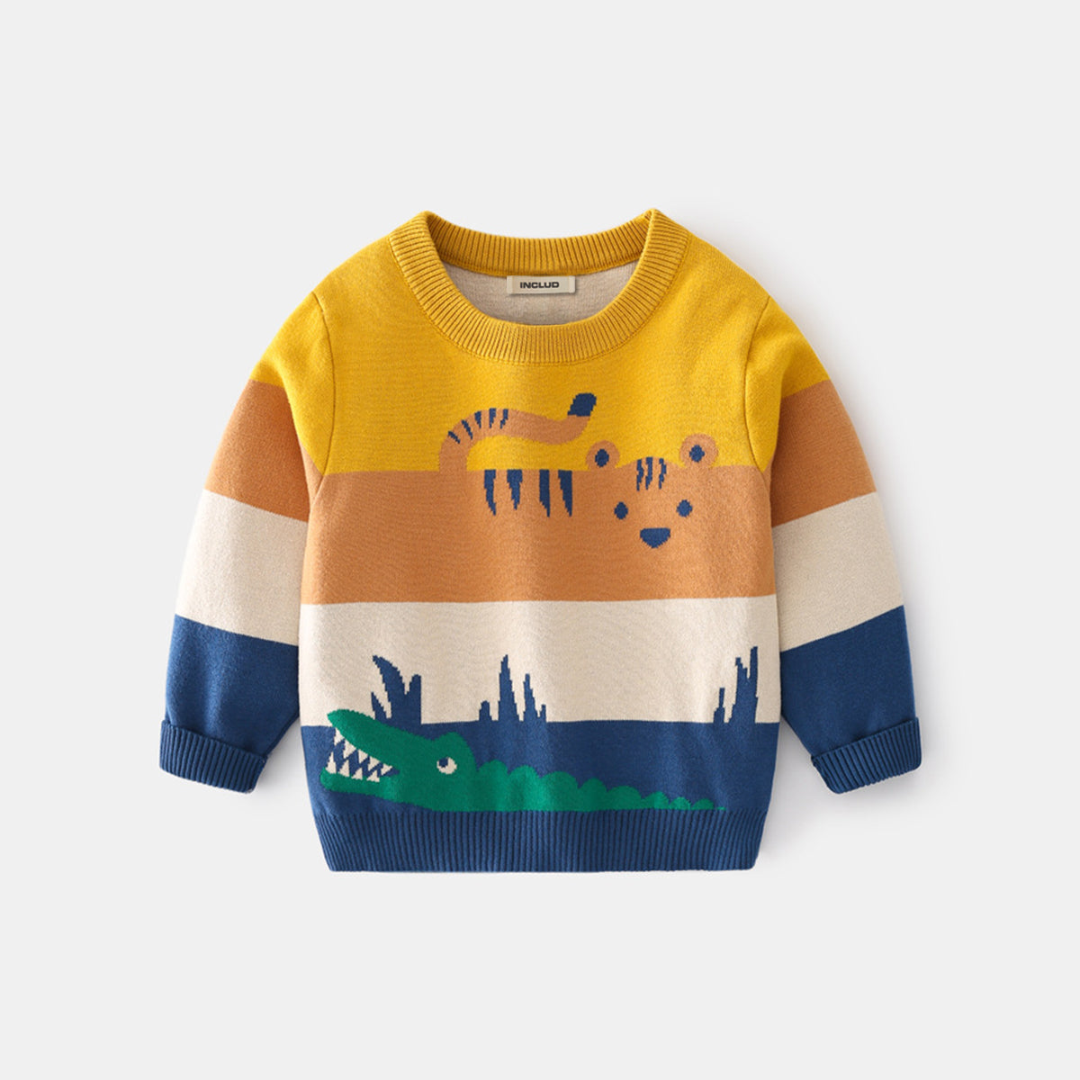 Boys Multicolor Stripes Regular Sweater Sweaters & Cardigans
