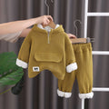 Boys Yellow Self-Design Regular Sweatshirt With Pants Sets 2 pc. Sets Yellow 1-2 Y
