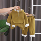 Boys Yellow Self-Design Regular Sweatshirt With Pants Sets