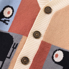 Boys Multicolour Jacquard Long Sleeve Cardigan Sweaters & Cardigans