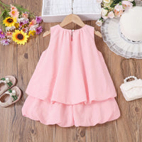 Girls Light Pink Kitty Applique Sleeveless Top With Shorts Sets 2 pc. Sets