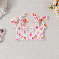 Girls Floral Printed Crop Top With Pants Set Sets   