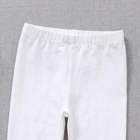 Girls Off White Solid Ankle Length Leggings Leggings & Tights