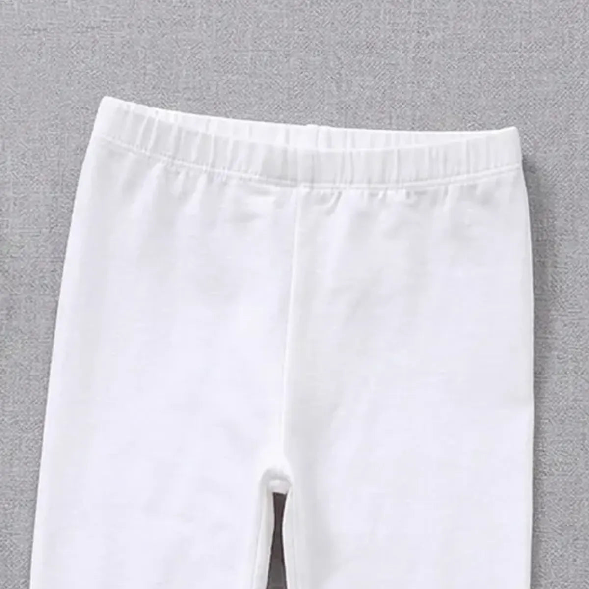 Girls Off White Solid Ankle Length Leggings Leggings & Tights