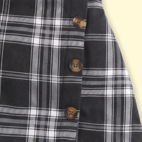 Girls Black Ribbed Top With Checked Skirt Sets 2 pc. Sets