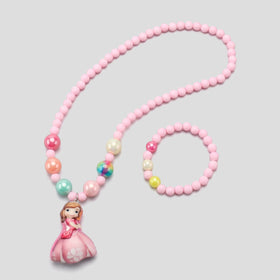 Pack Of 3 Girls Multicolour Strawberry & Princess Beaded Necklace & Bracelet Sets Necklace and Bracelet