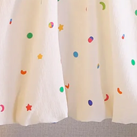 Girls Off White Printed Sleeveless Balloon Dress With Rabbit Appliqued Casual Dresses