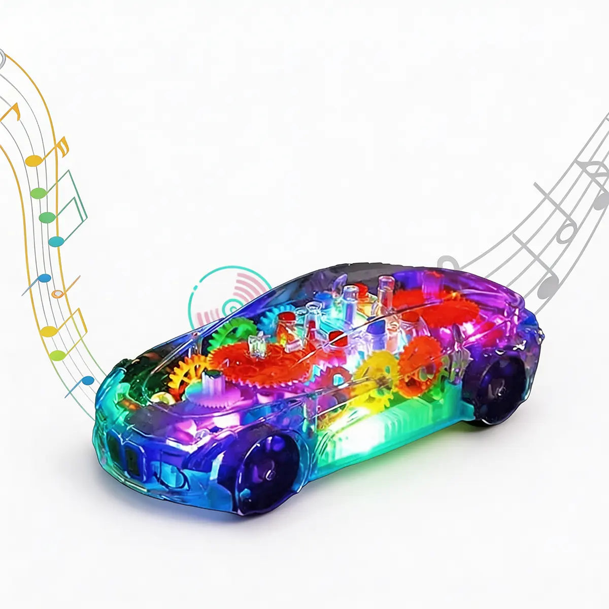 Kids 3D Transparent Gear Concept Car Toy with Lights Trending Accessories