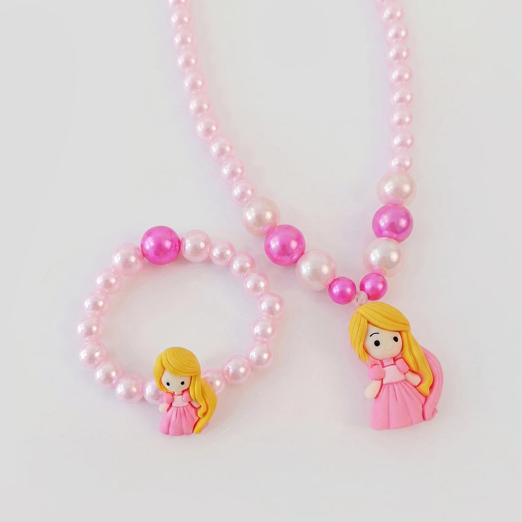 Pack Of 3 Girls Multicolour Princess Beaded Necklace & Bracelet Sets Necklace and Bracelet