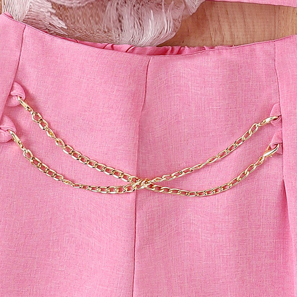 Girls Pink Bow Applique Sleeveless Top With Shorts Sets 2 pc. Sets