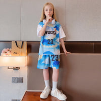 Girls Blue Alphanumeric Printed Short Sleeve T-Shirt With Shorts Sets 2 pc. Sets Blue 5-6 Y