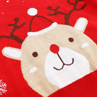 Boys Red Sweater With Cute Reindeer and Snowflake Design Sweaters & Cardigans