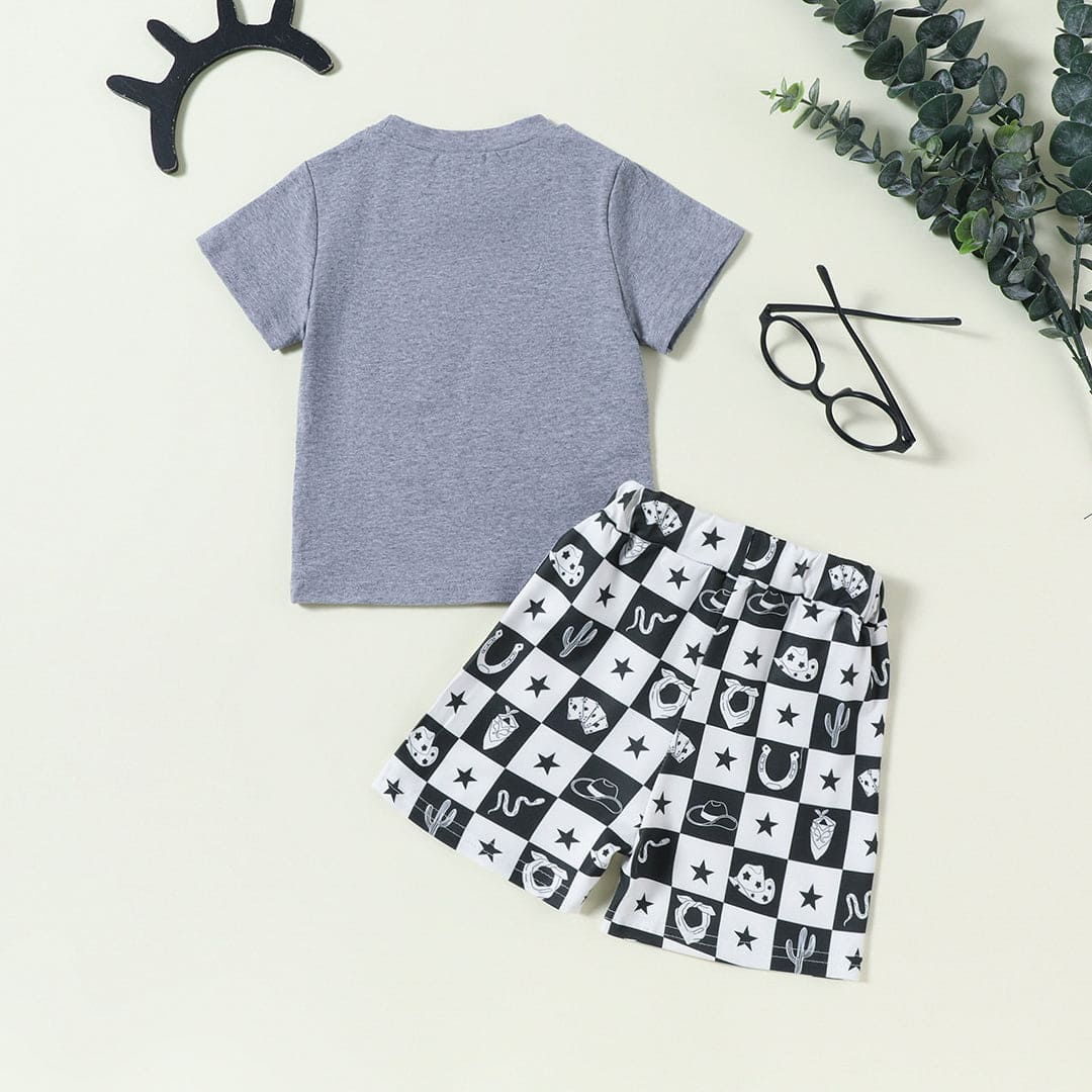 Boys Shorts Sleeves T-Shirt With Printed Shorts Set Sets   
