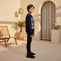 Boys Navy Blue K -Pop Fever Graphics Crew-Neck Sweatshirt Sweatshirts & Hoodies