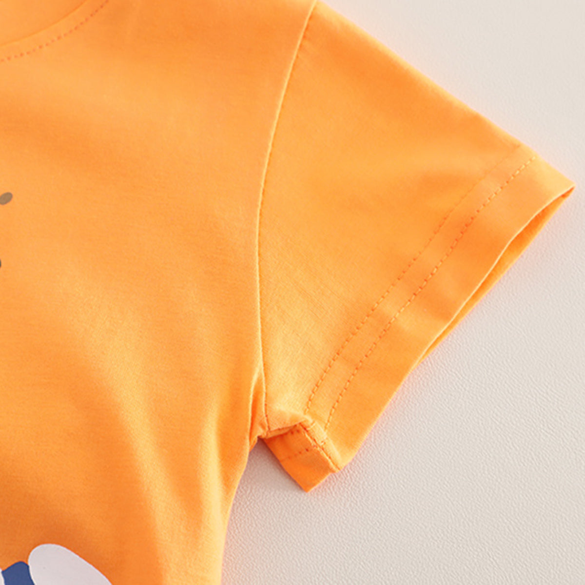 Boys Orange Teddy Printed Short Sleeves T-Shirt With Shorts Set 2 pc. Sets
