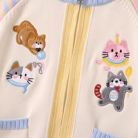 Girls Multicolour Animal Applique Raglan Sleeve Cardigan Sweaters & Cardigans