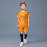 Boys Orange Short Sleeve Typography Print T-Shirt With Shorts Sets