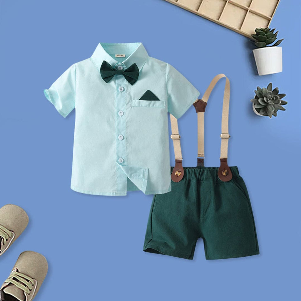 Boys Short Sleeve Shirt With Elasticated Shorts 2 pc. Sets Sea Green 1-2 Y 