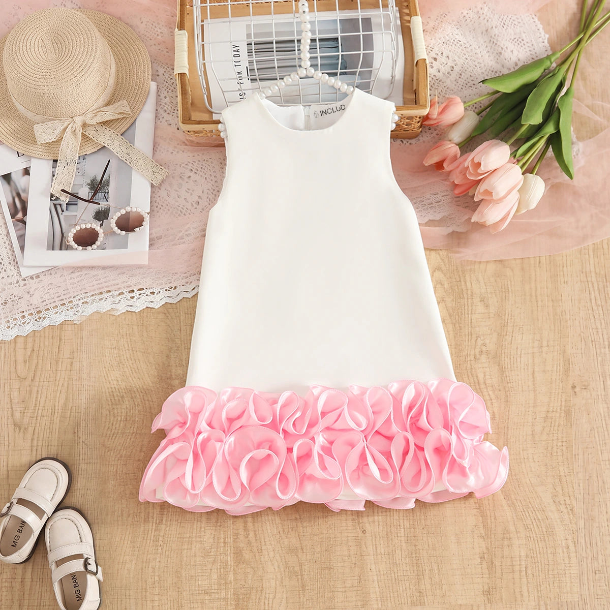 Girls Pink Ruffle A-line Party Dress Party Dresses Pink 2-3 Y