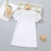 Girls White Gymnast Graphic Short Sleeve T-Shirt Dress Casual Dresses
