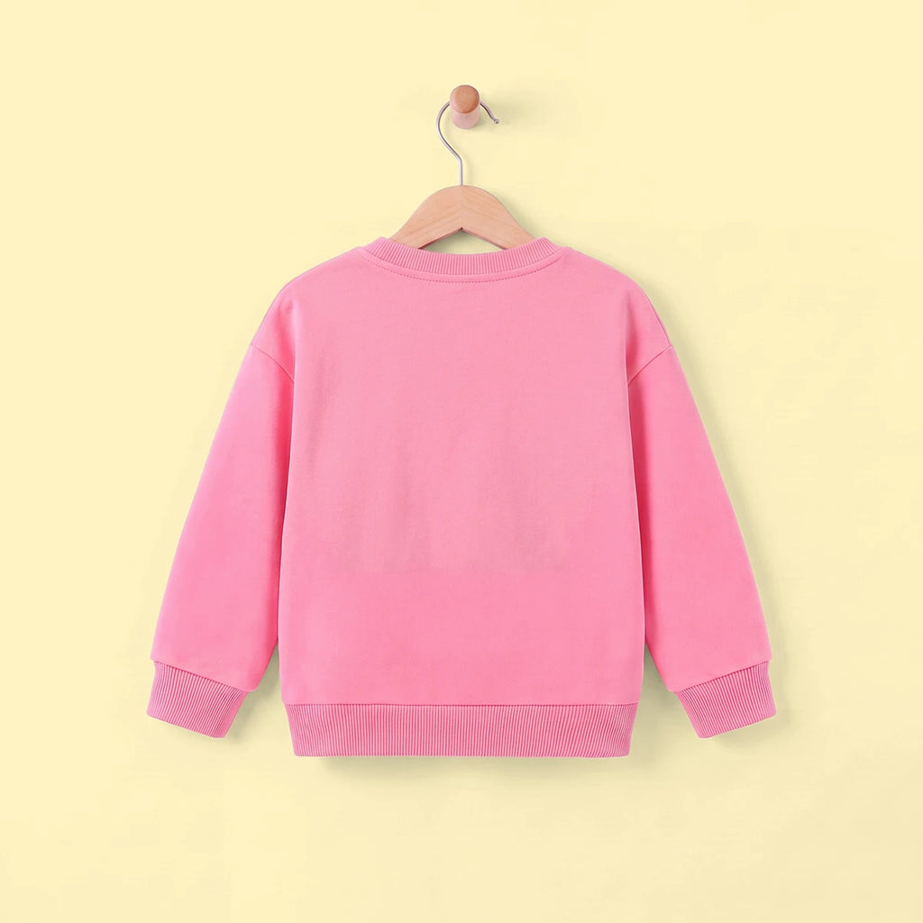 Girls Pink Heart Print Long Sleeve Sweatshirt Sweatshirts & Hoodies