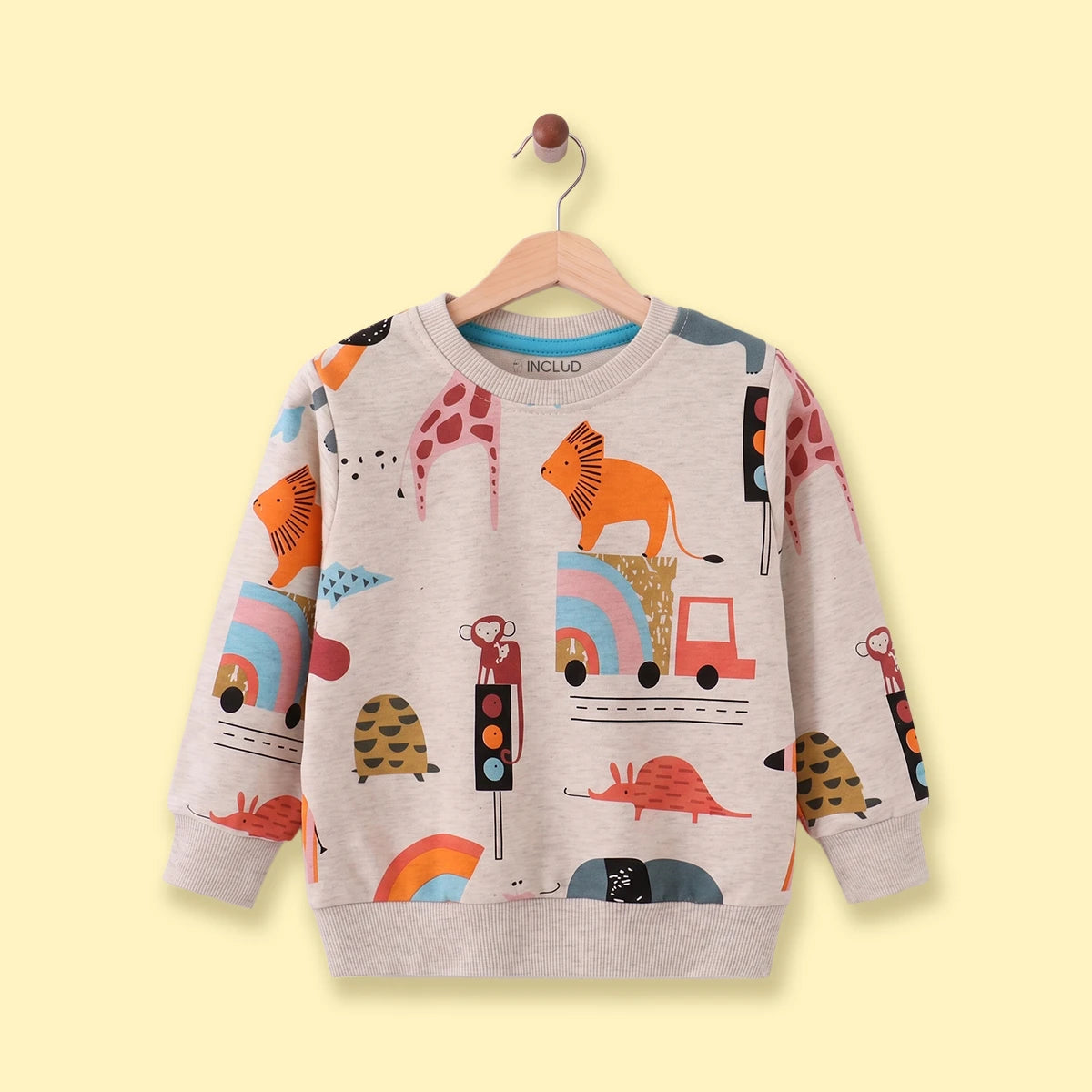 Boys Light Grey Graphic Round Neck Sweatshirt Sweatshirts & Hoodies Light Grey 1-2 Y