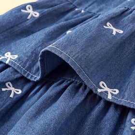 Girls Blue Bow Print Elasticated Tiered Skirt Skirts