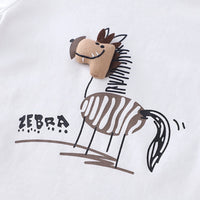 Boys White Zebra Printed T-Shirt With Stripes Shorts Set Sets