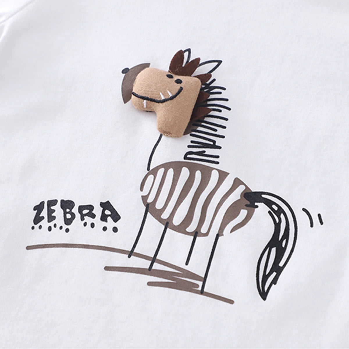 Boys White Zebra Printed T-Shirt With Stripes Shorts Set Sets