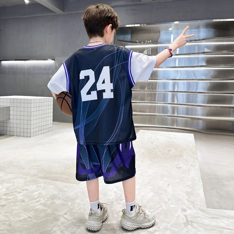 Boys Black Typographic Print Short Sleeve T-Shirt With Elasticated Shorts Sets 2 pc. Sets