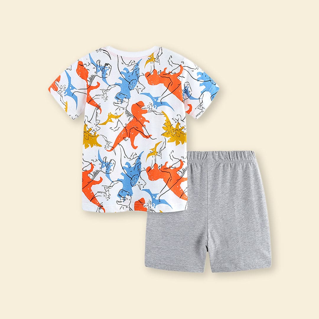 Boys Dinosaur Print T-Shirt With Shorts Set Sets   