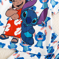 Girls Blue Cartoon Characters Printed T-Shirt With Elasticated Shorts Sets 2 pc. Sets